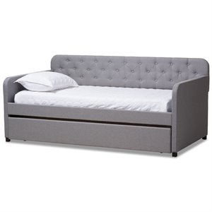 maddie home fabric tufted twin daybed in gray