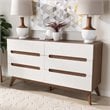 Maddie Home 6 Drawer Double Dresser in White and Walnut