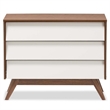 Maddie Home Mid-Century 3 Drawer Wood Chest in White/Walnut Brown