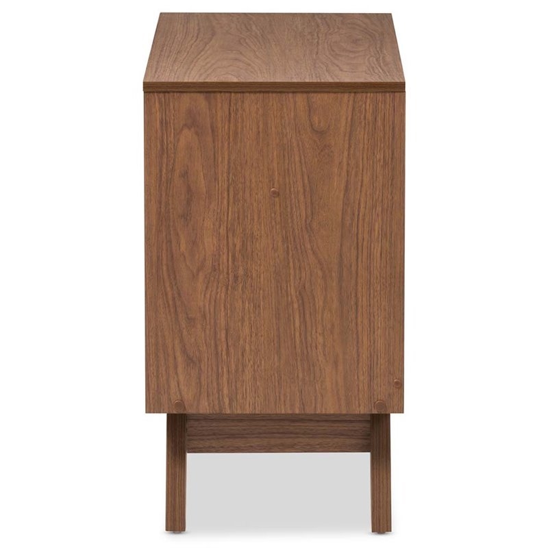 Maddie Home Mid-Century 3 Drawer Wood Chest in White/Walnut Brown