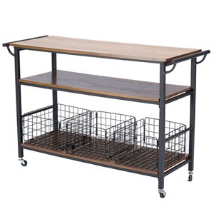 Maddie Home Kitchen Cart in Brown and Antique Bronze
