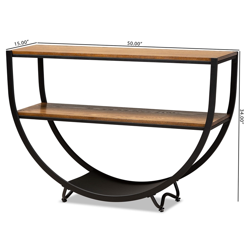 Maddie Home Console Table in Antique Black and Brown