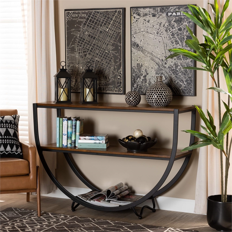 Maddie Home Console Table in Antique Black and Brown