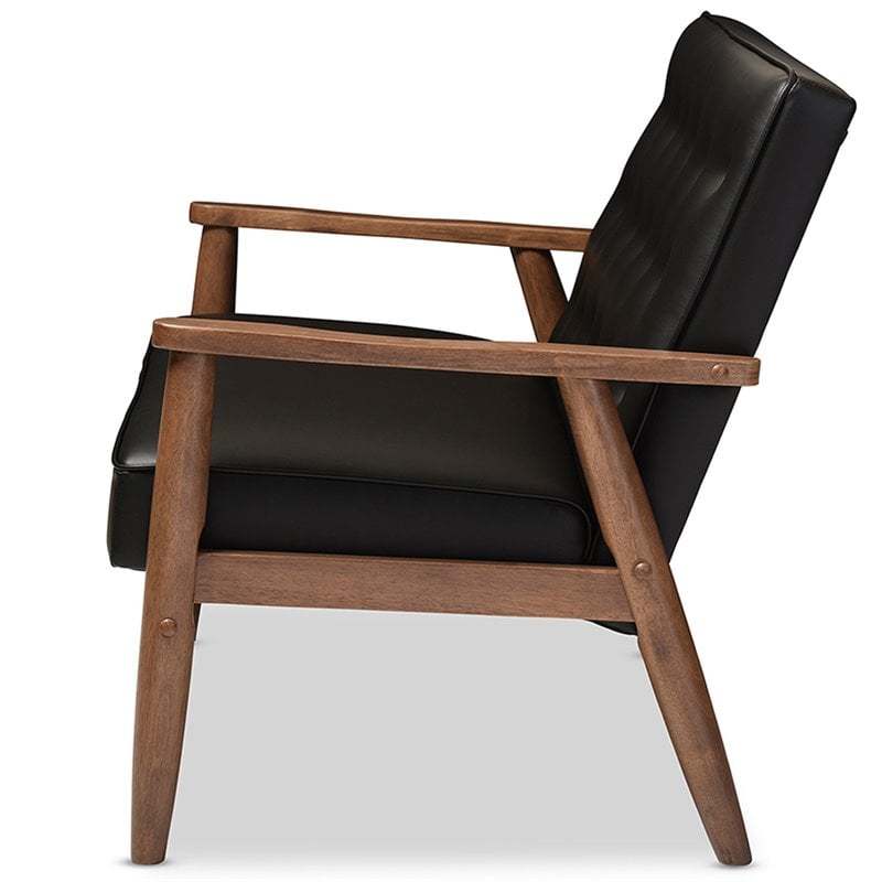 Maddie Home Faux Leather Tufted Reception Chair in Black