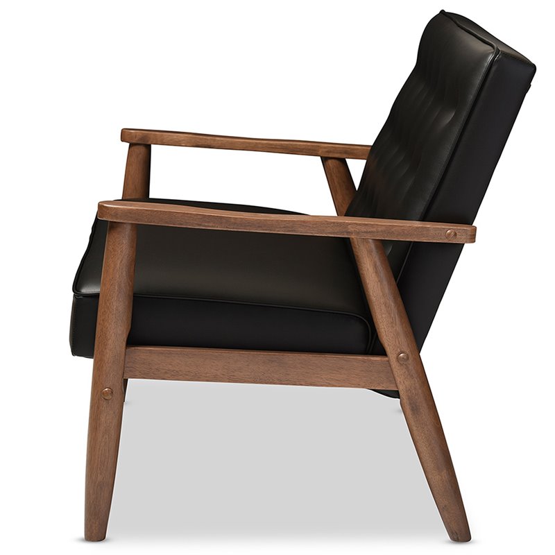 Maddie Home Faux Leather Tufted Loveseat in Black