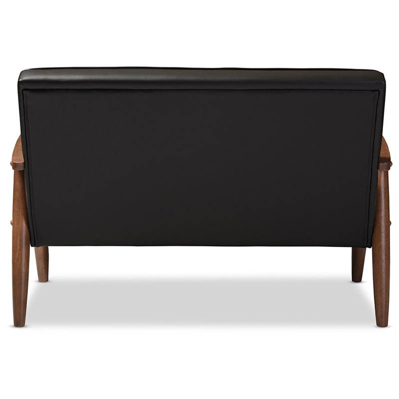 Maddie Home Faux Leather Tufted Loveseat in Black