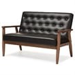 Maddie Home Faux Leather Tufted Loveseat in Black