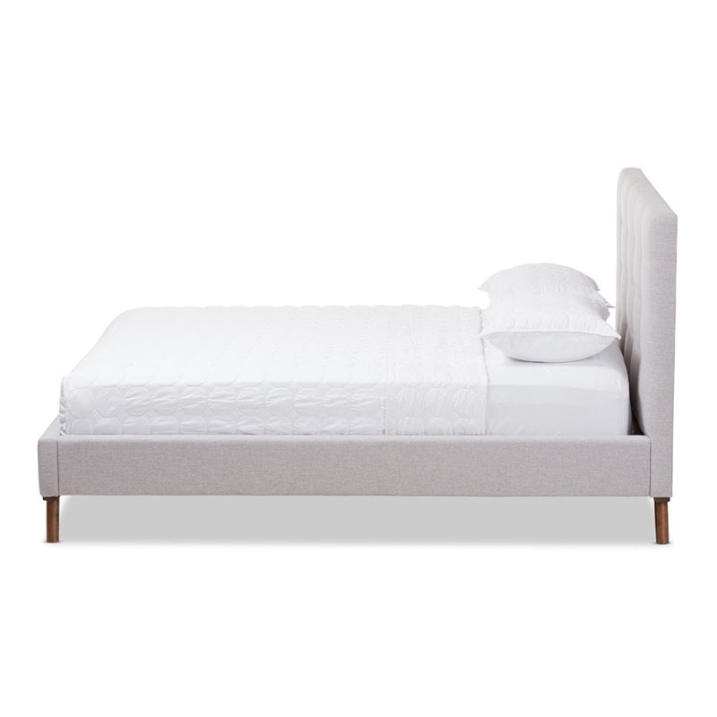 Maddie Home Mid-Century Fabric Upholstered Queen Platform Bed in Gray