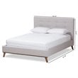 Maddie Home Mid-Century Fabric Upholstered Queen Platform Bed in Gray