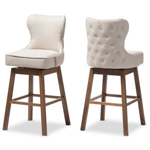Maddie Home Swivel Barstool in Light Beige (Set of 2)