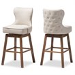 Maddie Home Swivel Barstool in Light Beige (Set of 2)