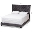 Maddie Home Modern Button Tufted Velvet Fabric King Bed in Dark Gray