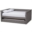 Maddie Home Modern Fabric Tufted Queen Daybed with Trundle in Gray