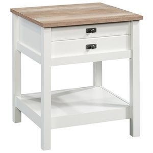 maddie home 1 drawer nightstand in soft white and lintel oak