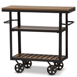 maddie home bar cart in distressed oak and antique black