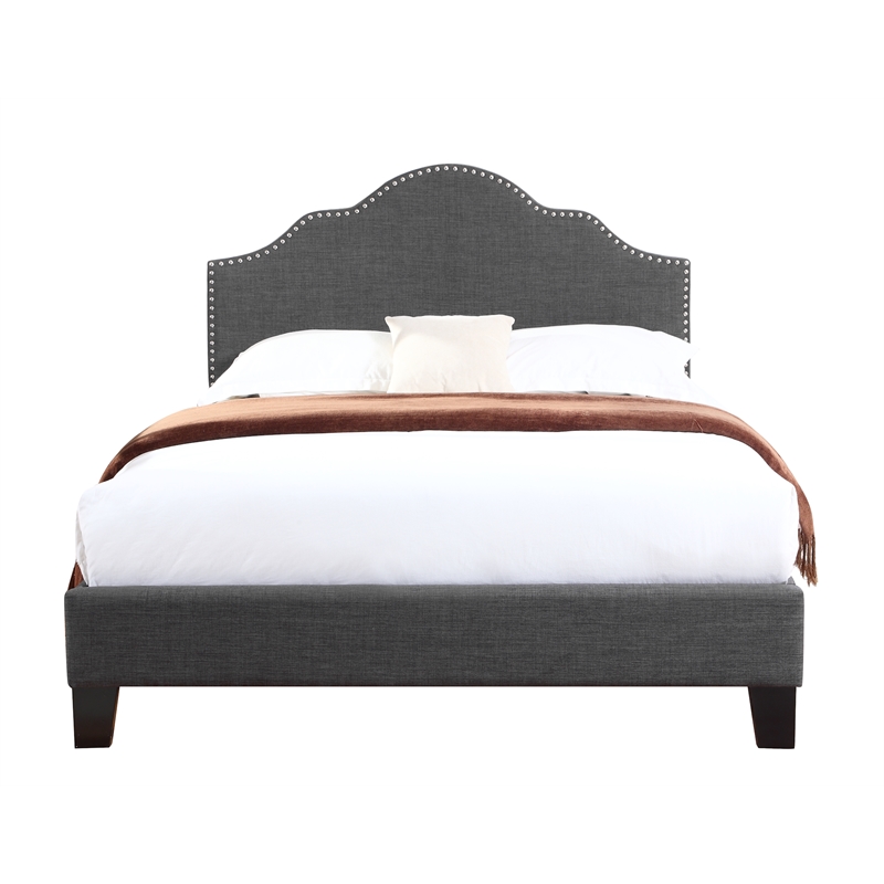 Wallace & Bay Kopa Full Upholstered Bed with Nailhead Trim in Gray