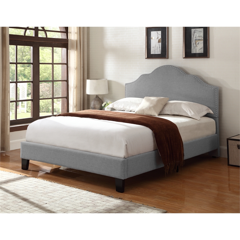 Wallace & Bay Kopa California King Upholstered Bed with Nailhead Trim in Gray
