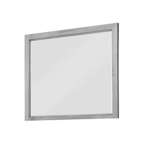 wallace & bay kane mirror with beveled glass and wood frame in dove gray