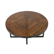 Wallace & Bay Faro Round Coffee Table in Brown Rustic Pine and Gray Metal