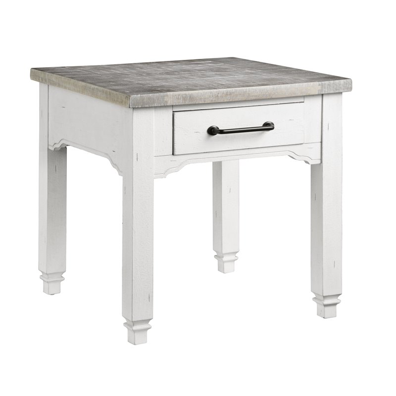 Davies Distressed White And Gray 24 End Table With Drawer   1985408 L 