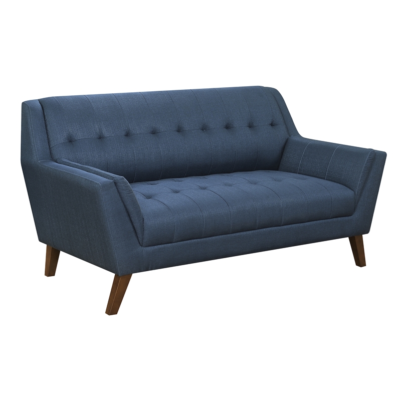 Wallace & Bay Browning Mid-Century Loveseat in Blue