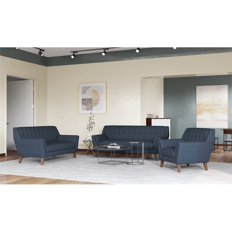 Wallace & Bay Browning Mid-Century Loveseat in Blue