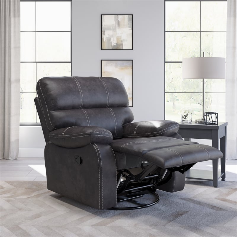 Wallace & Bay Hooper Swivel Gliding Recliner in Gray