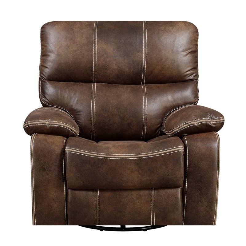 Wallace & Bay Hooper Contemporary Swivel Gliding Recliner in Brown