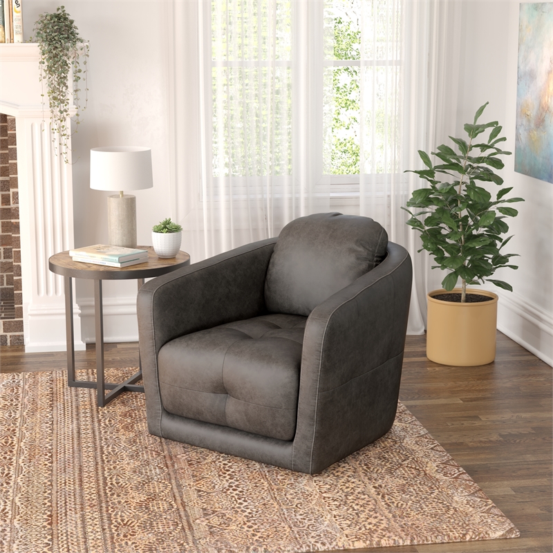 Wallace & Bay Butler Swivel Accent Chair in Gray