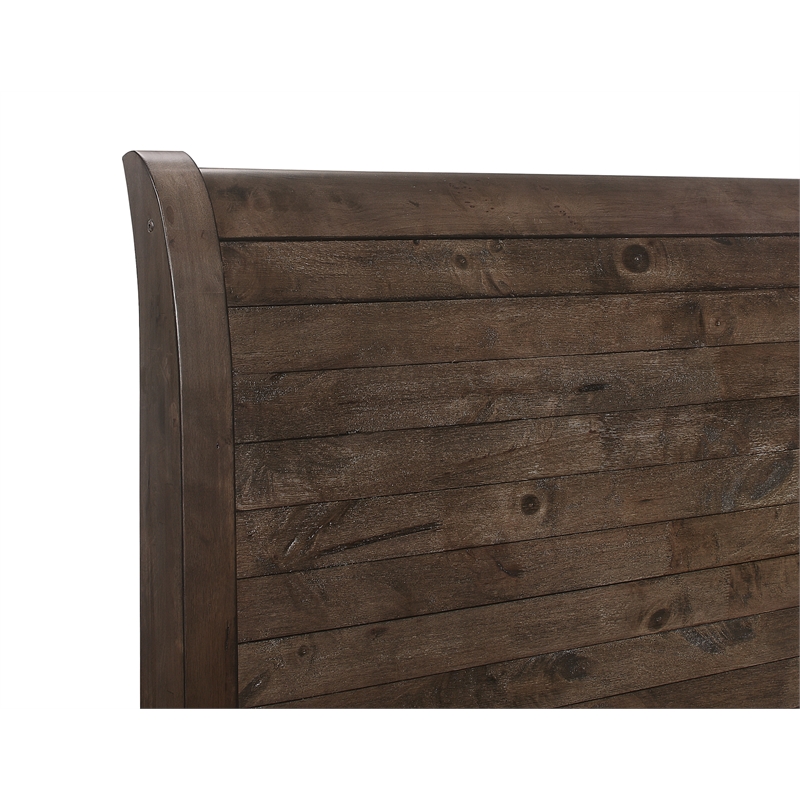 Wallace & Bay Verna Rustic Solid Wood Queen Sleigh Bed in Brown