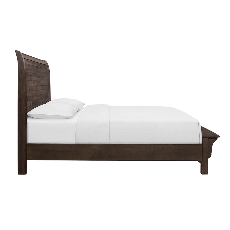 Wallace & Bay Verna Rustic Solid Wood Queen Sleigh Bed in Brown