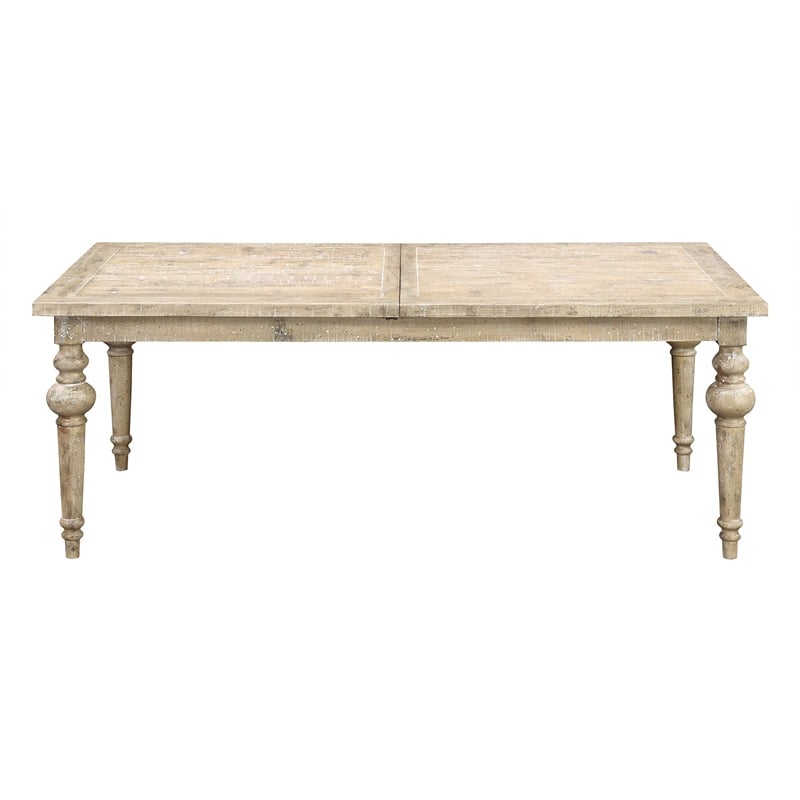 Wallace & Bay Ludin Rectangular Rustic Dining Table with a Butterfly Leaf in Tan