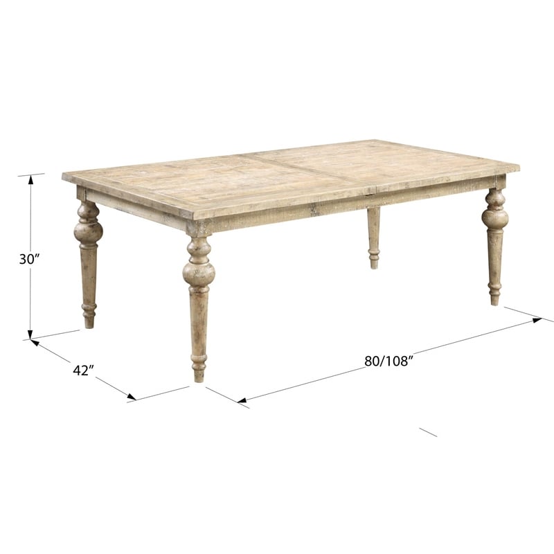 Wallace & Bay Ludin Rectangular Rustic Dining Table with a Butterfly Leaf in Tan