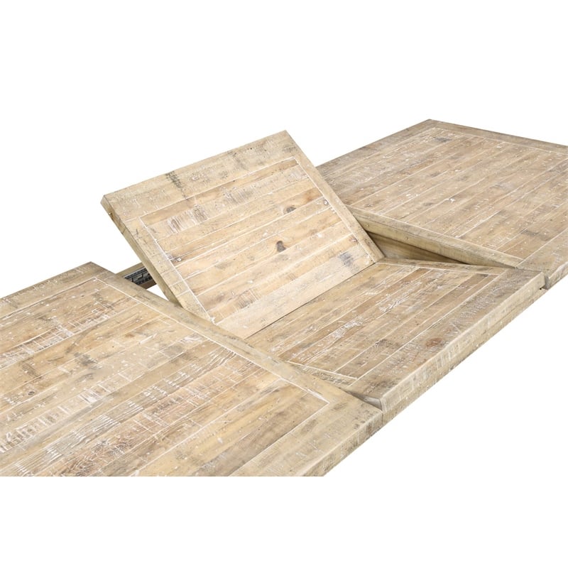Wallace & Bay Ludin Rectangular Rustic Dining Table with a Butterfly Leaf in Tan