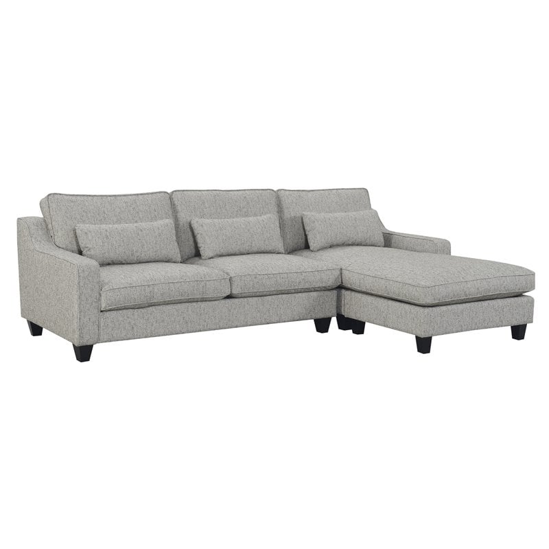 horton gray chofa sectional with pillows and reversible chaise and welt ...