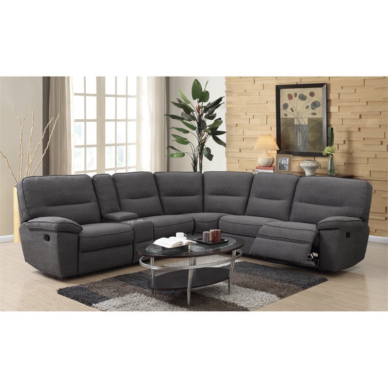 Arnold Gray Modular Reclining Sectional with Console Storage And Cup Holders
