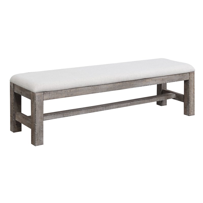 Wallace & Bay Terry Bench with Upholstered Seat in Beige