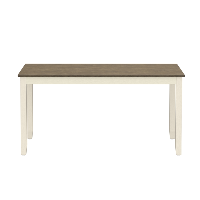 Brown and White Farmhouse 6-Piece Dining Table Set with Bench