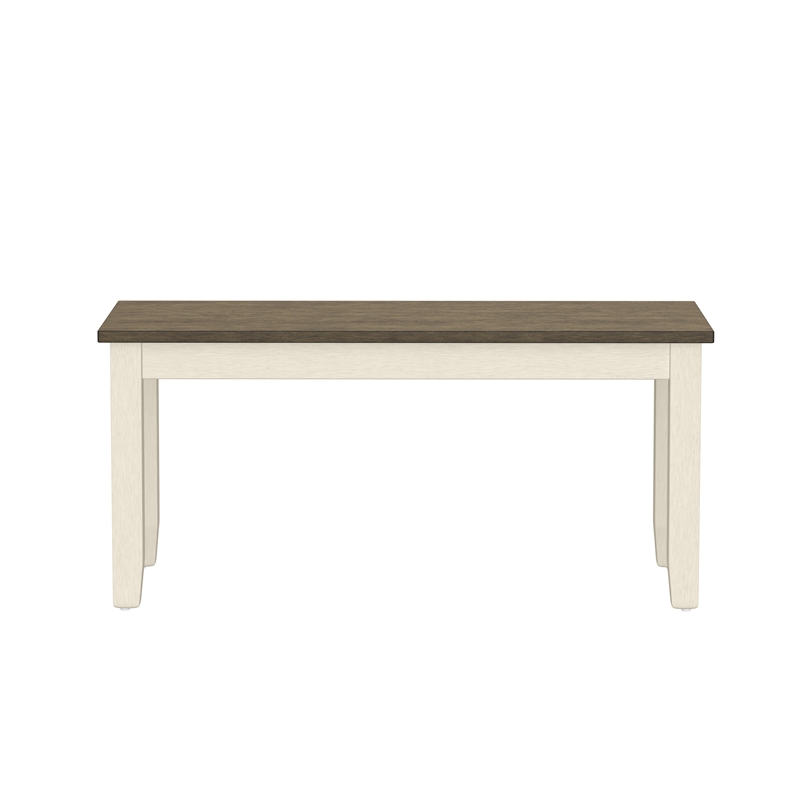 Brown and White Farmhouse 6-Piece Dining Table Set with Bench