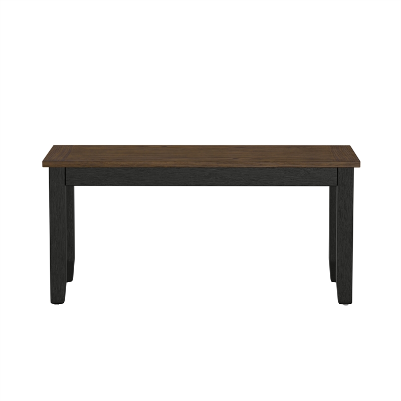 Brown and Black Farmhouse 6-Piece Dining Set With Bench