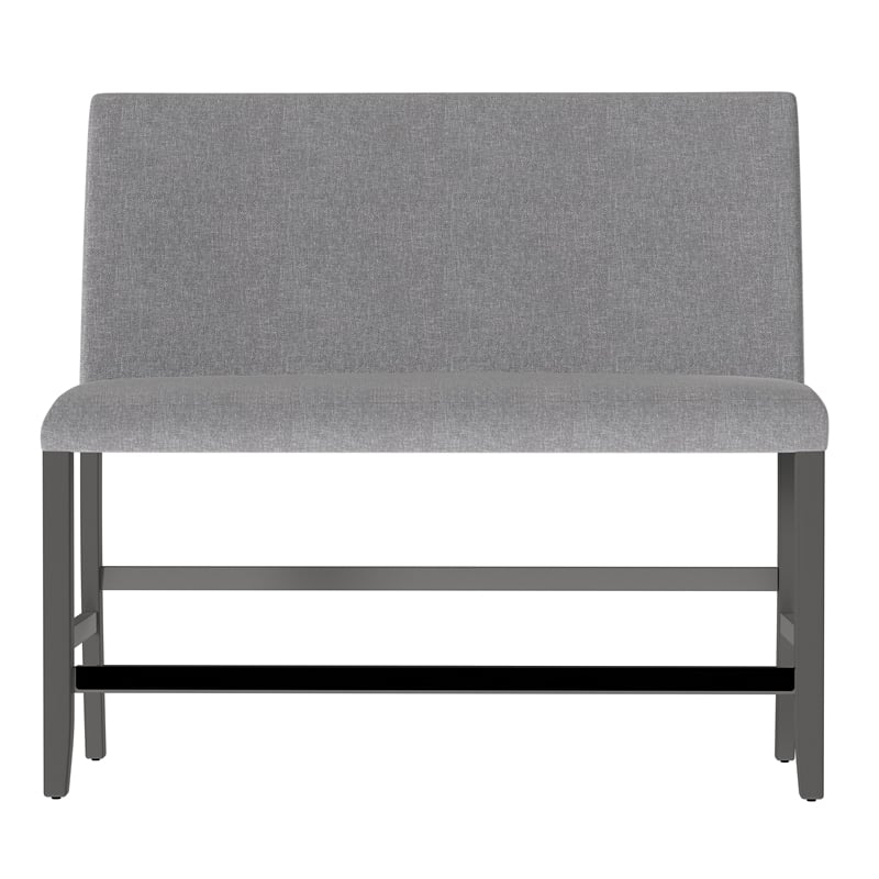 Gray Upholstered Bench with Nailhead Trim