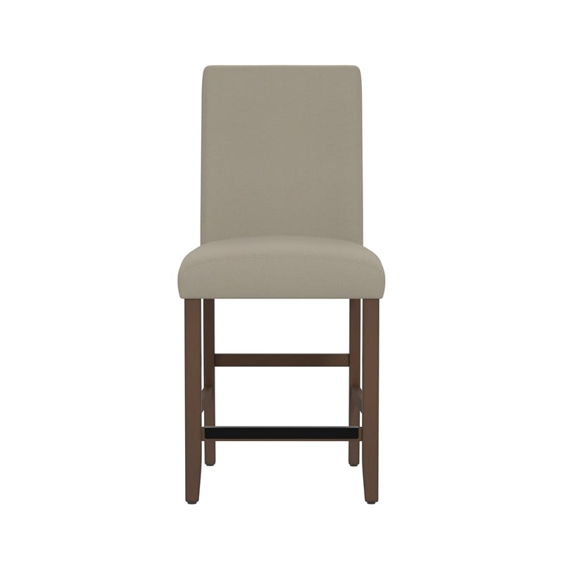 Brown Upholstered Transitional Counter Height Barstools (Set of 2)