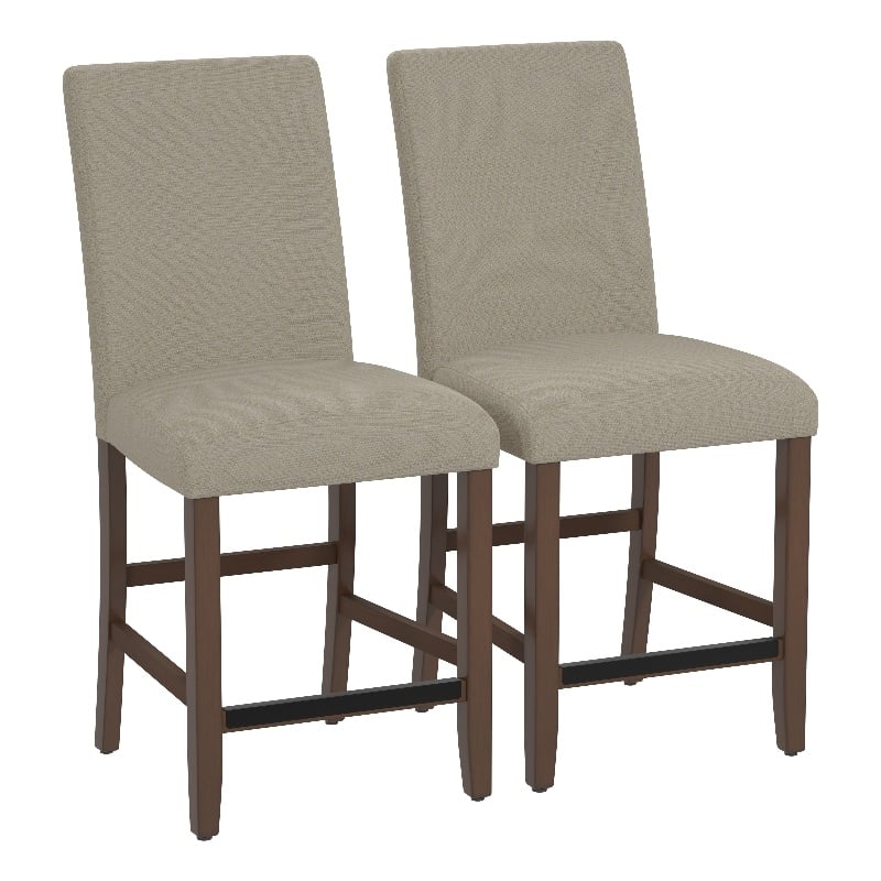 Brown Upholstered Transitional Counter Height Barstools (Set of 2)