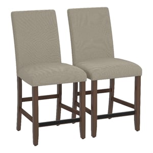 Brown Upholstered Transitional Counter Height Barstools (Set of 2)