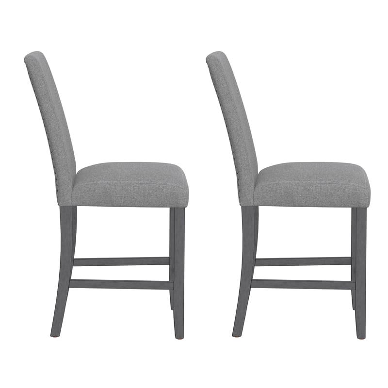 Gray Upholstered Barstools (Set of 2)