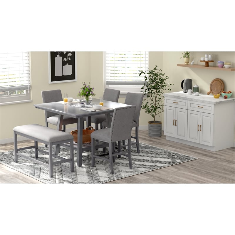 Gray Upholstered Barstools (Set of 2)
