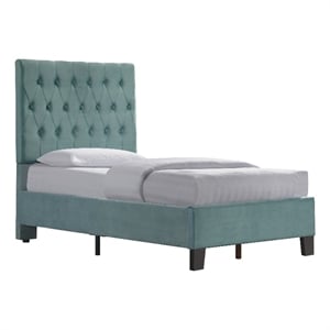 Blue Velvet Tufted Twin Upholstered Bed