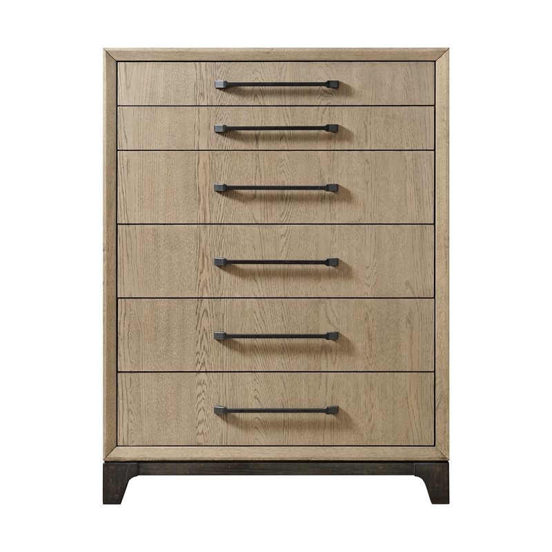 Wallace & Bay Brown Mid-Century Modern Oak 6-Drawer Chest