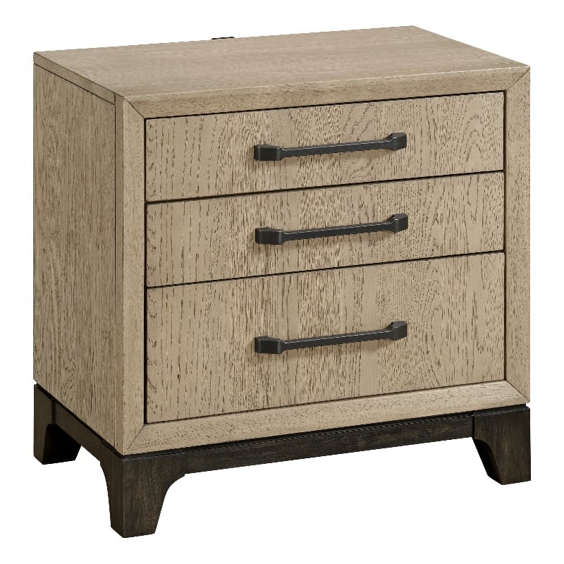 Brown Mid-Century Oak Nightstand