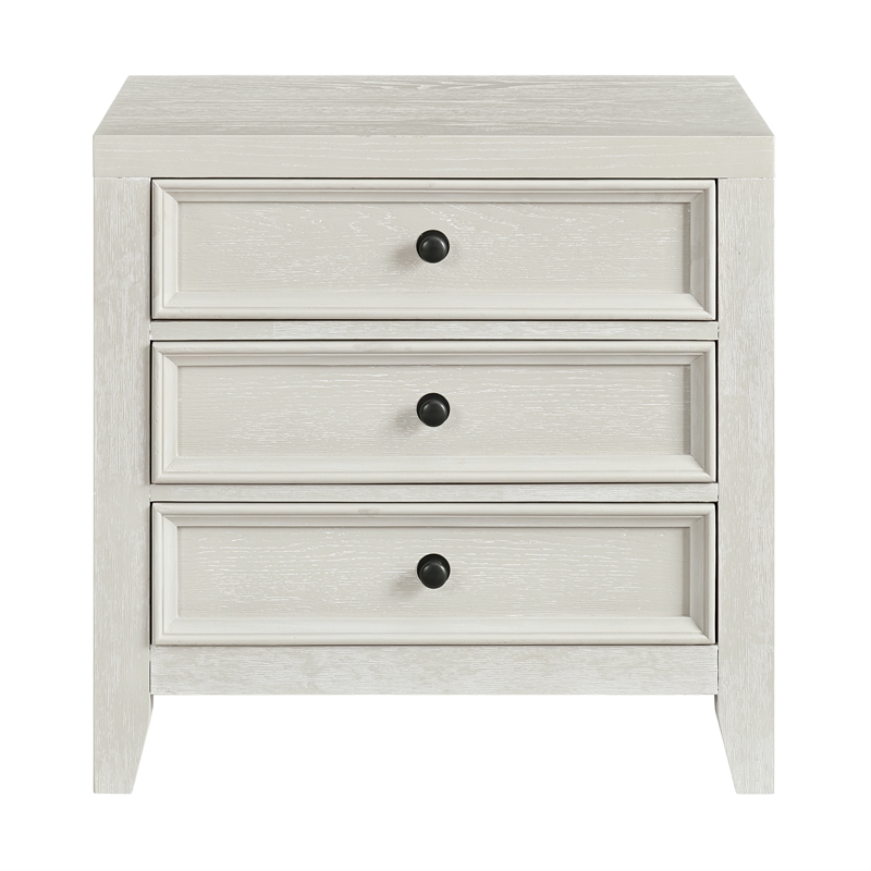 White Contemporary 3-Drawer Nightstand